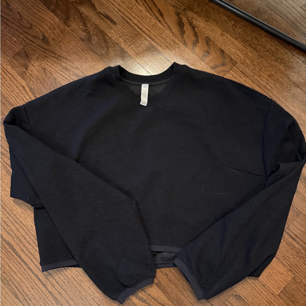 ALO Yoga Black Cropped Long Sleeve Top